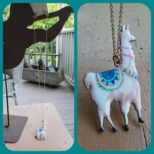 Free Spirit Boho Hippie People Llama trendy Kitsch  necklace + earrings set